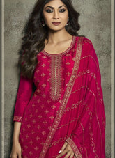 Embroidered Shilpa Shetty Salwar Suit in Red